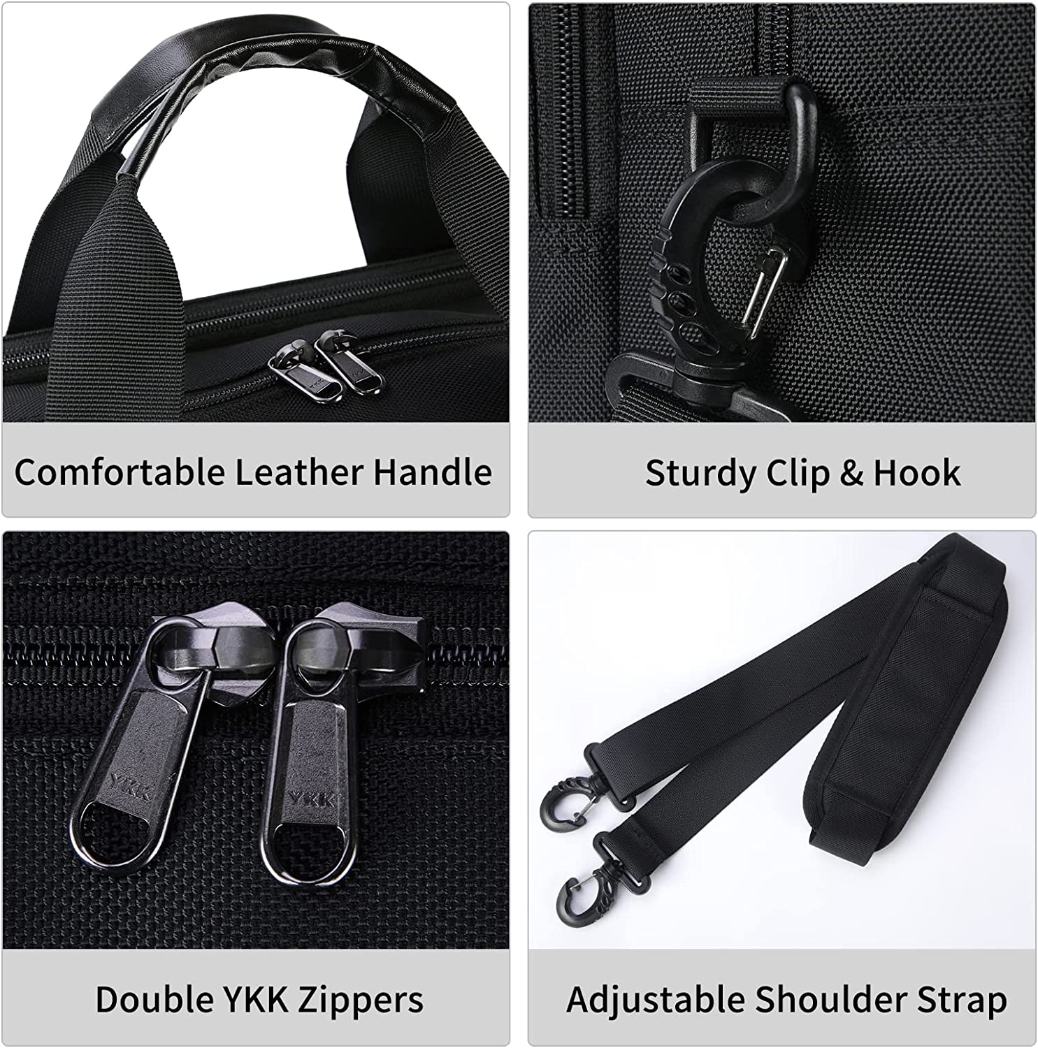 Laptop Bag 17.3 Inch Laptop Briefcase Large Laptop Case Waterproof Business Computer Bag Adjustable Shoulder Messenger Bag for Men Women, Black - Image 4